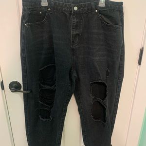 Shein womens plus 2XL black ripped jeans